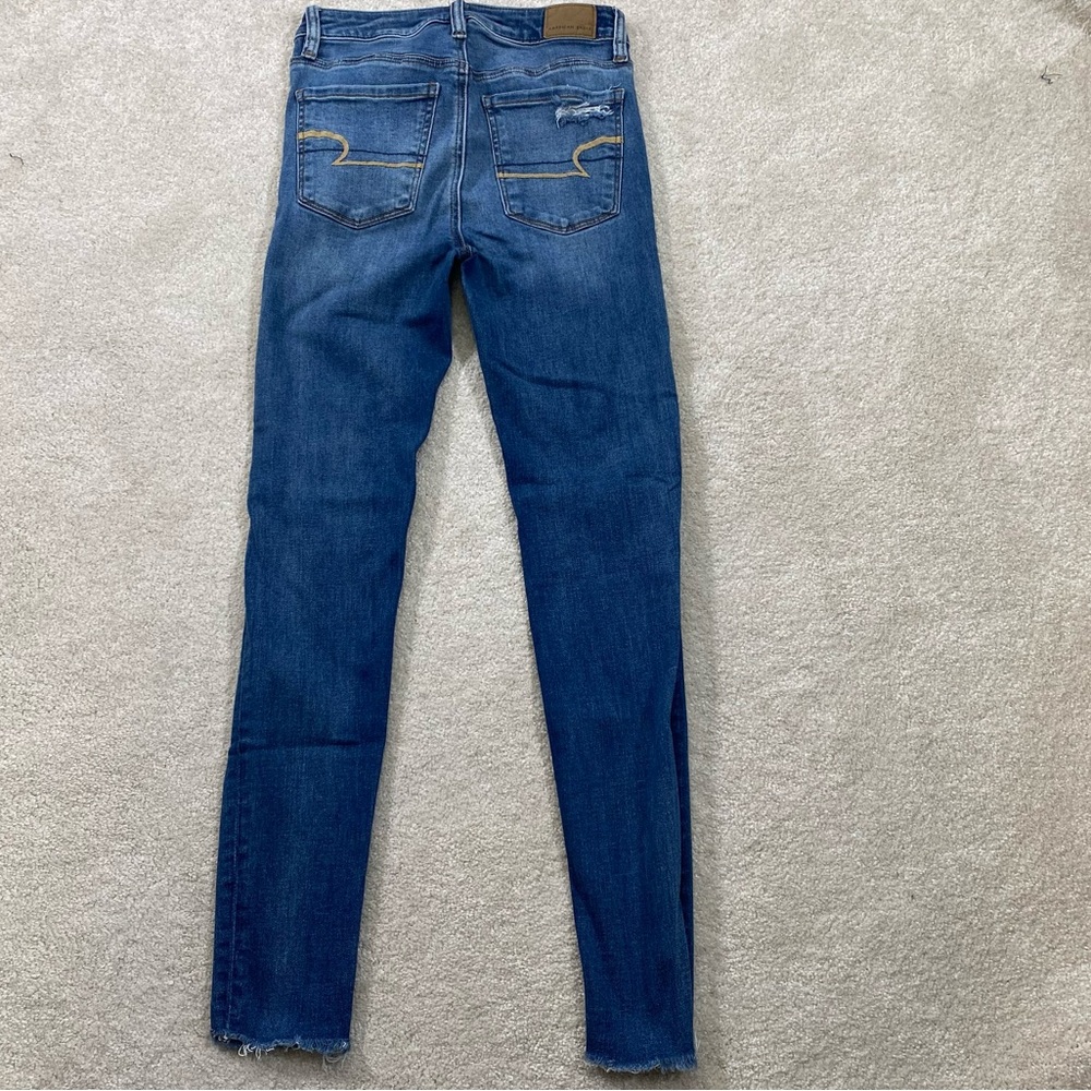 American Eagle next level stretch super hi rise jeggings distressed women size 0